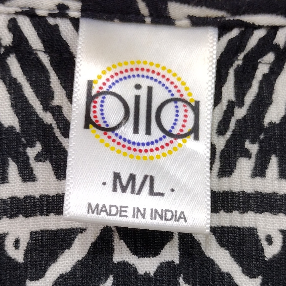 Bila Artsy Open Front Kimono Women's M/L Black White Festival Boho Coastal Retro - Picture 7 of 8
